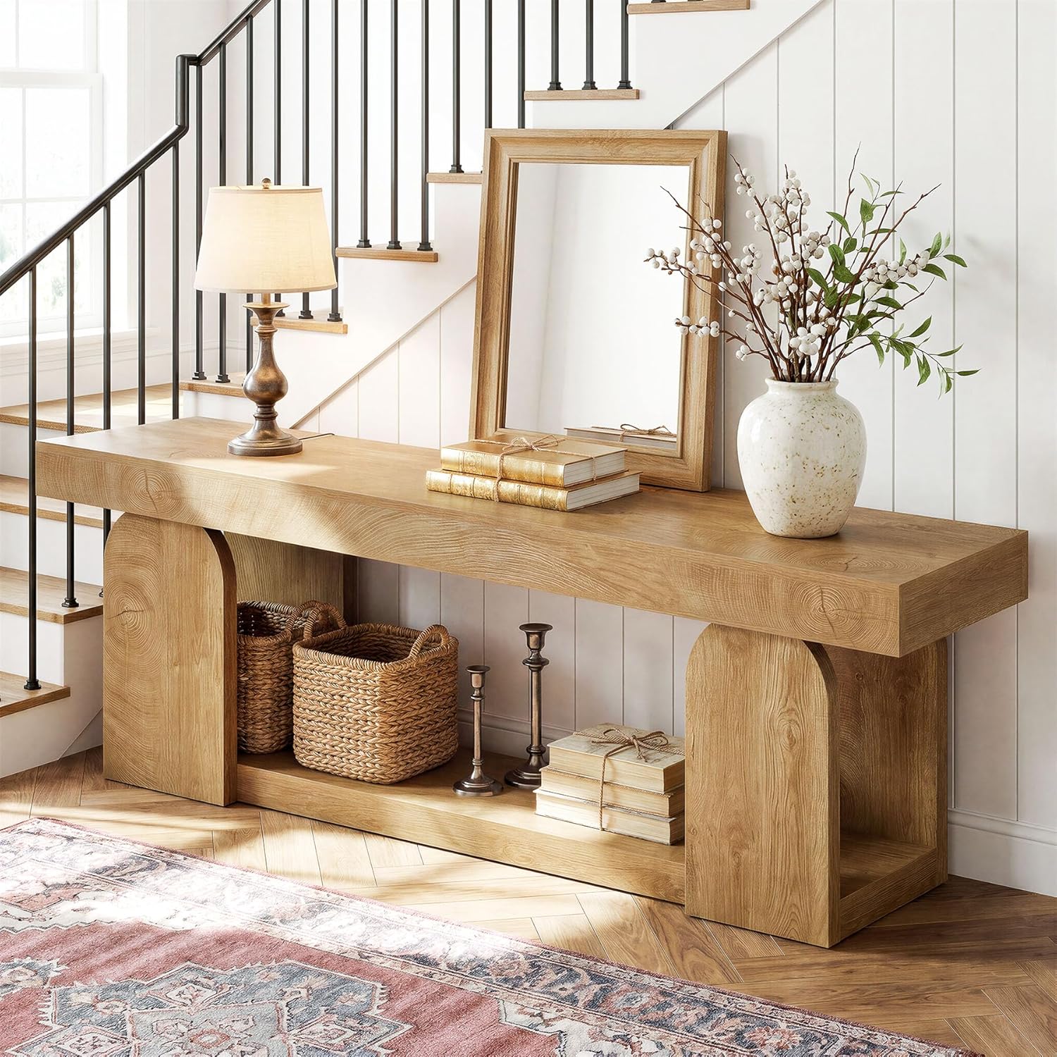 Tribesigns 63-Inch Console Table for Entryway, Farmhouse Wooden