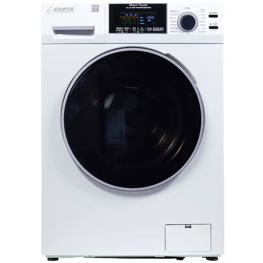 Equator - 1.62 cu ft. VENTLESS/VENTED Convertible All-in-One Combo Washer Dryer | PET Sensor Dry Compact 110V - EZ 4600 - White