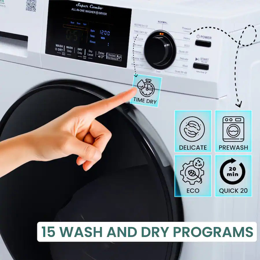 Equator - 1.62 cu ft. VENTLESS/VENTED Convertible All-in-One Combo Washer Dryer | PET Sensor Dry Compact 110V - EZ 4600 - White