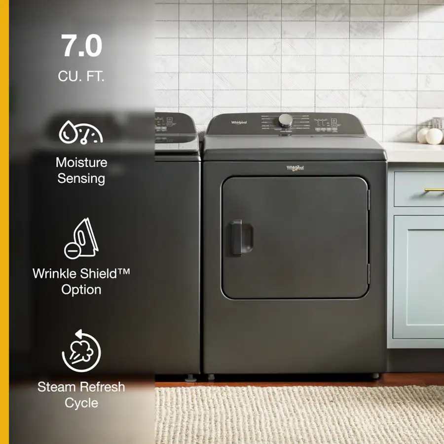7.0 Cu. Ft. Whirlpool Electric Dryer with Moisture Sensor - Volcano Black