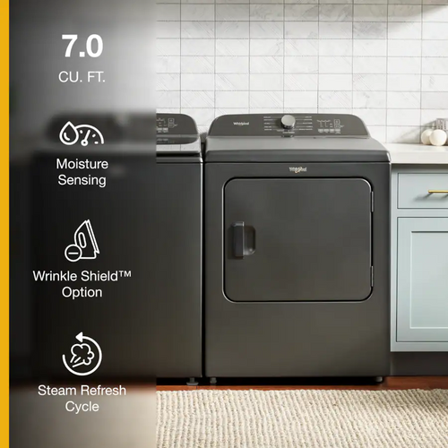 7.0 Cu. Ft. Whirlpool Electric Dryer with Moisture Sensor - Volcano Black