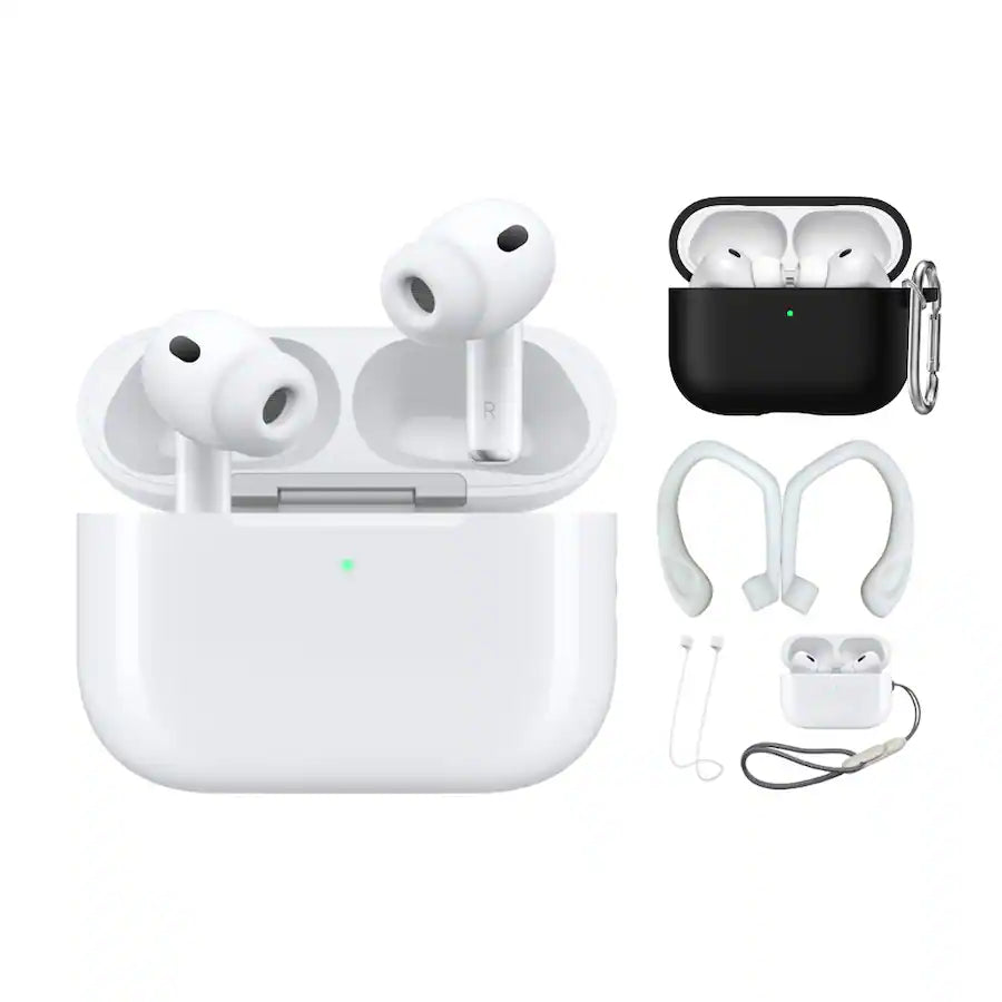 Apple - AirPods Pro (3rd generation) Black Bundle With Accessories