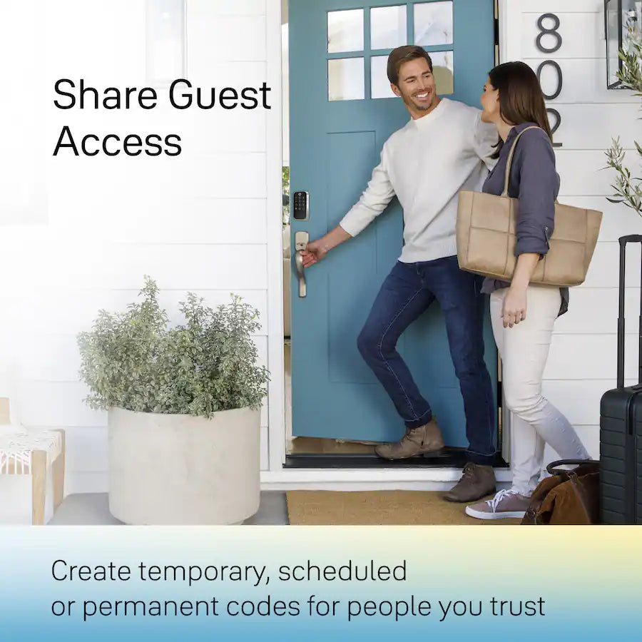 Yale - Assure Lock 2 - Smart Lock Wi-Fi Deadbolt with Push Button Keypad | Key Access - Ridgefield Handle - Satin Nickel