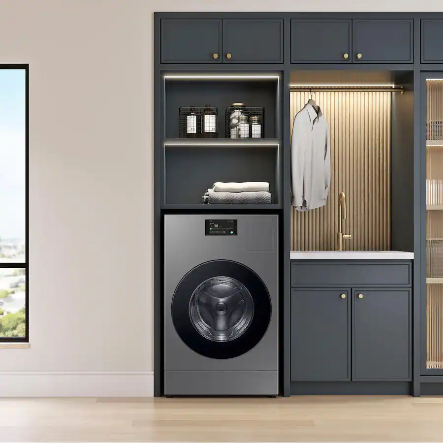 Samsung - 5.3 cu. ft. Bespoke AI Vented Smart All-In-One Washer/Electric Dryer Combo with AI Home - Dark steel