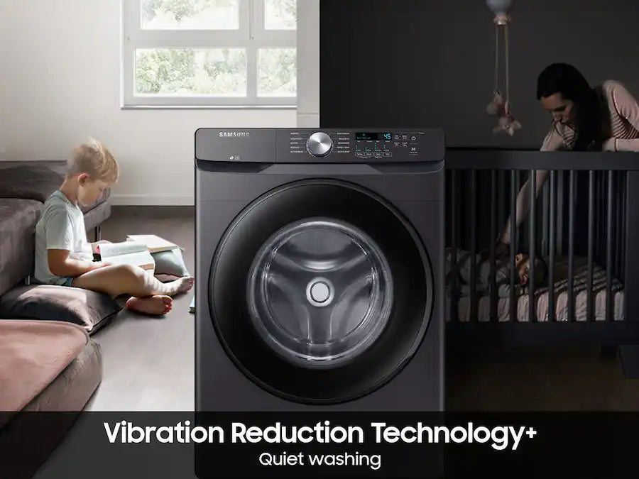 Samsung - 4.5 Cu. Ft. High Efficiency Stackable Smart Front Load Washer with Vibration Reduction Technology+ - Black Stainless Steel